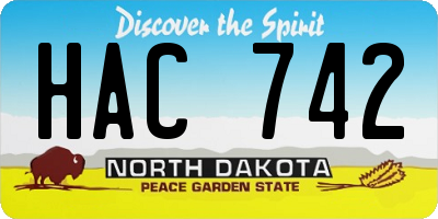 ND license plate HAC742