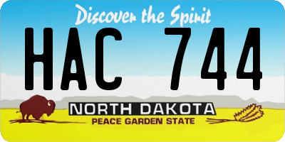 ND license plate HAC744