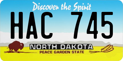 ND license plate HAC745