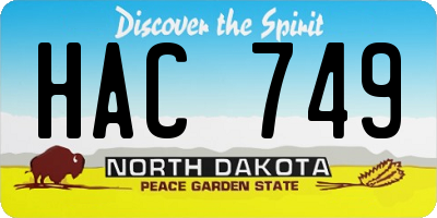 ND license plate HAC749