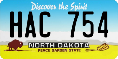 ND license plate HAC754