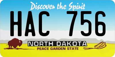 ND license plate HAC756