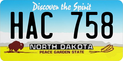 ND license plate HAC758