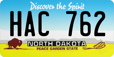 ND license plate HAC762