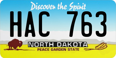 ND license plate HAC763