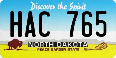 ND license plate HAC765