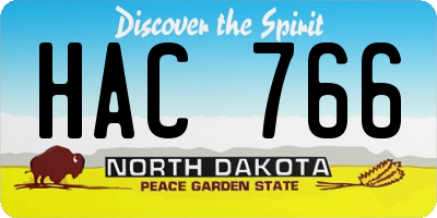 ND license plate HAC766