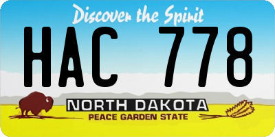 ND license plate HAC778