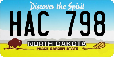 ND license plate HAC798