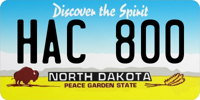 ND license plate HAC800