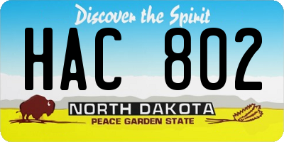 ND license plate HAC802
