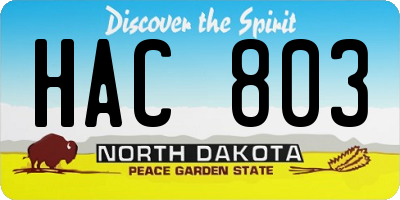 ND license plate HAC803