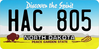 ND license plate HAC805