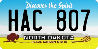 ND license plate HAC807