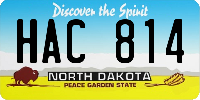 ND license plate HAC814