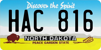 ND license plate HAC816