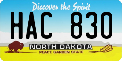ND license plate HAC830