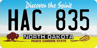 ND license plate HAC835