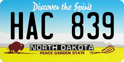 ND license plate HAC839