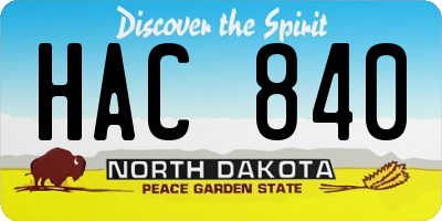 ND license plate HAC840