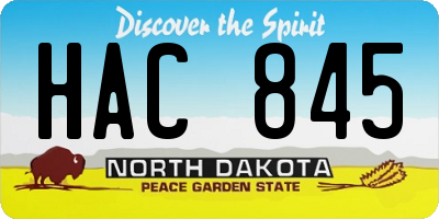 ND license plate HAC845