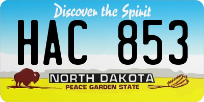 ND license plate HAC853