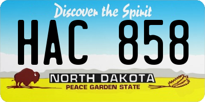 ND license plate HAC858