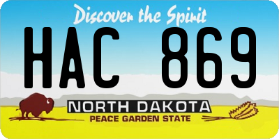 ND license plate HAC869