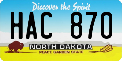 ND license plate HAC870
