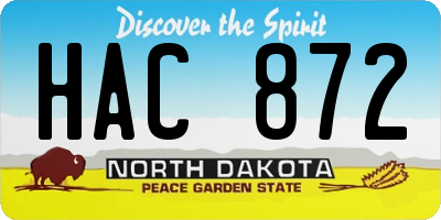 ND license plate HAC872