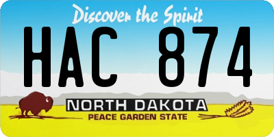 ND license plate HAC874