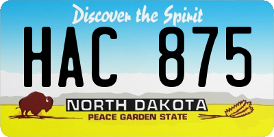 ND license plate HAC875