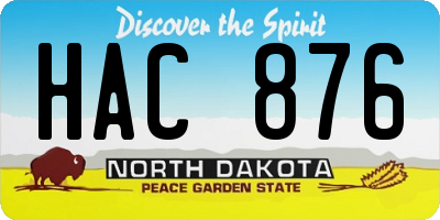 ND license plate HAC876
