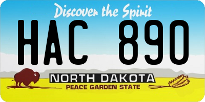 ND license plate HAC890