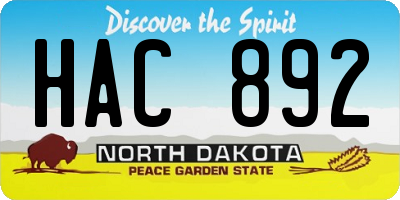 ND license plate HAC892