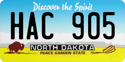 ND license plate HAC905