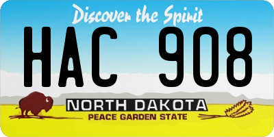 ND license plate HAC908