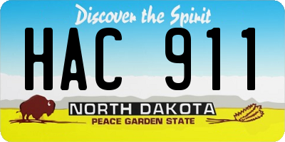 ND license plate HAC911