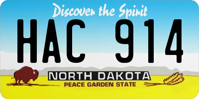 ND license plate HAC914