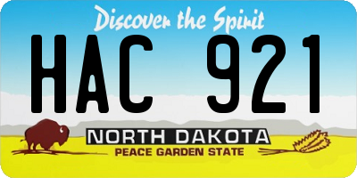 ND license plate HAC921