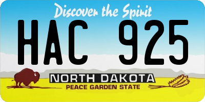 ND license plate HAC925