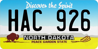 ND license plate HAC926