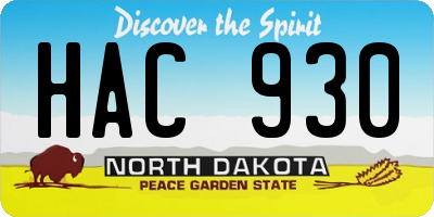 ND license plate HAC930