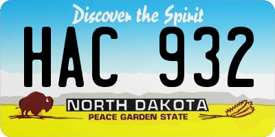 ND license plate HAC932