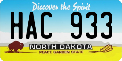 ND license plate HAC933