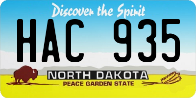 ND license plate HAC935