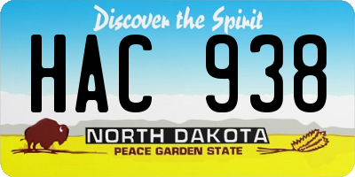 ND license plate HAC938