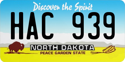 ND license plate HAC939