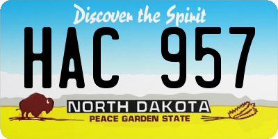 ND license plate HAC957