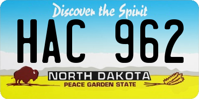 ND license plate HAC962